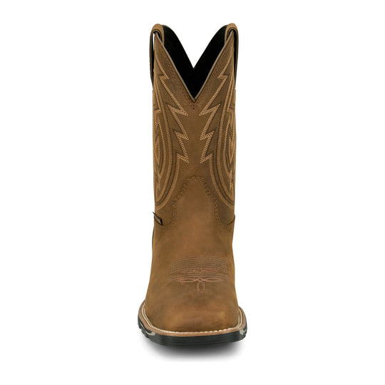Justin Men's Lytle 11" Steel Toe Waterproof Western Work Boot - Brown - MV4599 - Front View - Overlook Boots