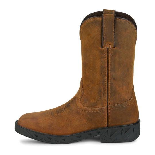 Justin Men's Trencher 11" Soft Toe Waterproof Western Work Boot - Brown - PD4066 - Inside Profile - Overlook Boots