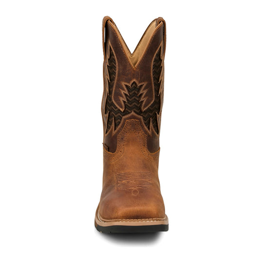 Justin Men's Bolt 11" Composite Toe Waterproof Western Work Boot - Brown - SE4130 - Front View - Overlook Boots