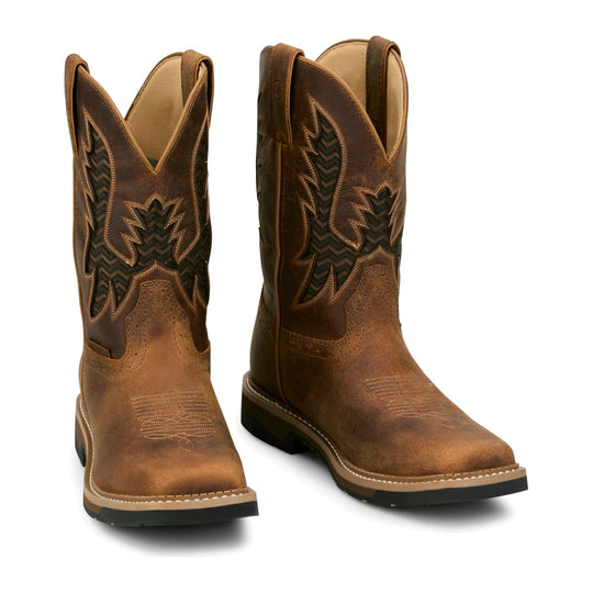 Justin Men's Bolt 11" Soft Toe Waterproof Western Work Boot - Brown - SE4131 - Pair - Overlook Boots