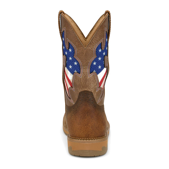 Justin Men's Bolt 11" Soft Toe Waterproof Western Work Boot - Pecan - SE4136 - Back View - Overlook Boots