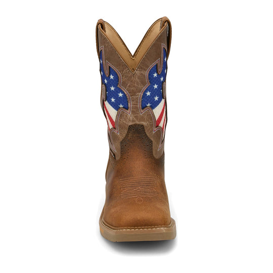 Justin Men's Bolt 11" Soft Toe Waterproof Western Work Boot - Pecan - SE4136 - Front View - Overlook Boots
