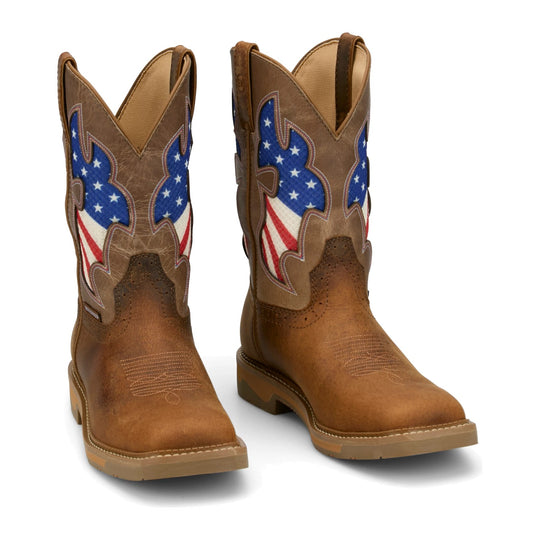Justin Men's Bolt 11" Soft Toe Waterproof Western Work Boot - Pecan - SE4136 - Pair - Overlook Boots