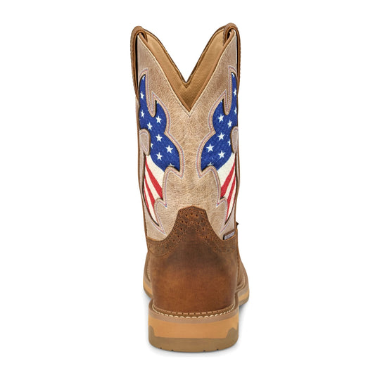 Justin Men's Bolt 11" Composite Toe Waterproof Western Work Boot - Pecan - SE4137 - Back View - Overlook Boots