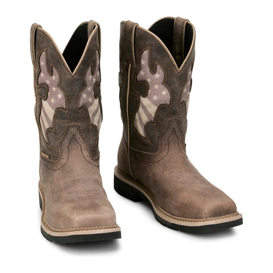 Justin Men's Bolt 11" Composite Toe Waterproof Western Work Boot - Antique Brown - SE4139 - Pair - Overlook Boots