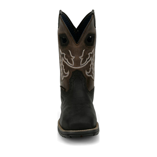 Justin Men's Chase 11" Nano Composite Toe Waterproof Western Work Boot - Black - WR4141 - Front View - Overlook Boots