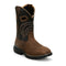 Justin Men's Slickline 11" Soft Toe Waterproof Western Work Boot - Brown - WR4142 - Front Angle - Overlook Boots