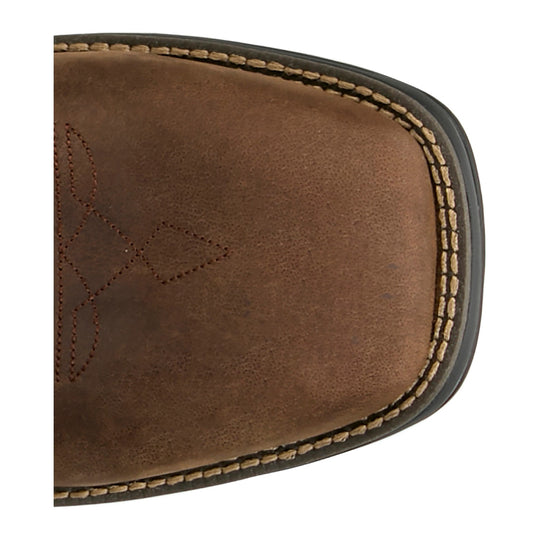 Justin Men's Slickline 11" Soft Toe Waterproof Western Work Boot - Brown - WR4142 - Top View - Overlook Boots