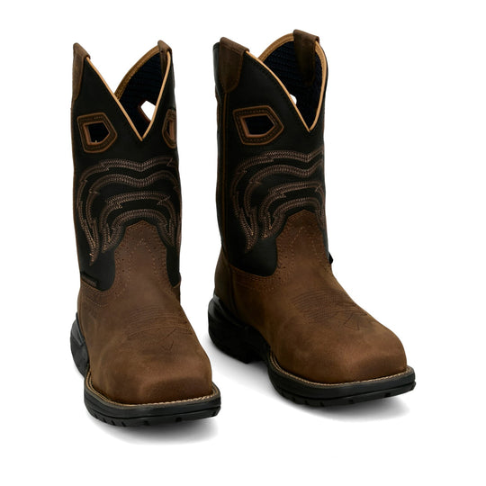 Justin Men's Slickline 11" Nano Composite Toe Waterproof Western Work Boot - Mocha - WR4143 - Pair - Overlook Boots