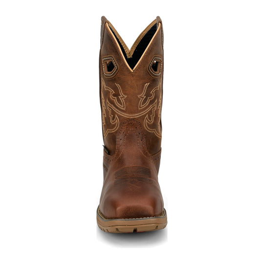 Justin Men's Oilpatch 11" Nano Composite Toe Waterproof Western Work Boot - Tan - WR4149 - Front View - Overlook Boots