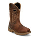 Justin Men's Oilpatch 11" Nano Composite Toe Waterproof Puncture Resistant Western Work Boot - Brown - WR4153 - Front Angle - Overlook Boots