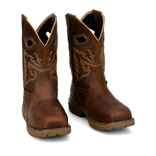 Justin Men's Oilpatch 11" Nano Composite Toe Waterproof Puncture Resistant Western Work Boot - Brown - WR4153 - Pair - Overlook Boots