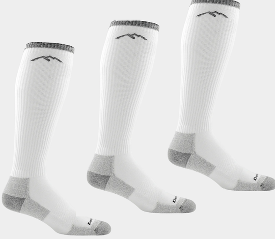 Men's Darn Tough Westerner Over-the-Calf Lightweight Work Sock 3-Pack - White Medium / White - Overlook Boots
