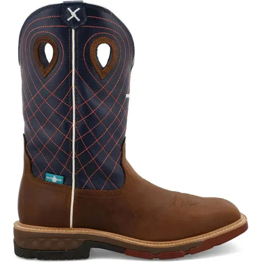 Twisted X Men's CellStretch 12" Alloy Toe Western Work Boot - Mocha - MXBAW01 7 / Medium / Brown - Overlook Boots
