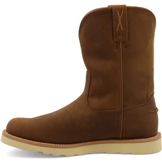 Twisted X Men's Iconic 10" Pull On Wedge Sole Wellington Work Boot - Brown - MCB0001 - Overlook Boots