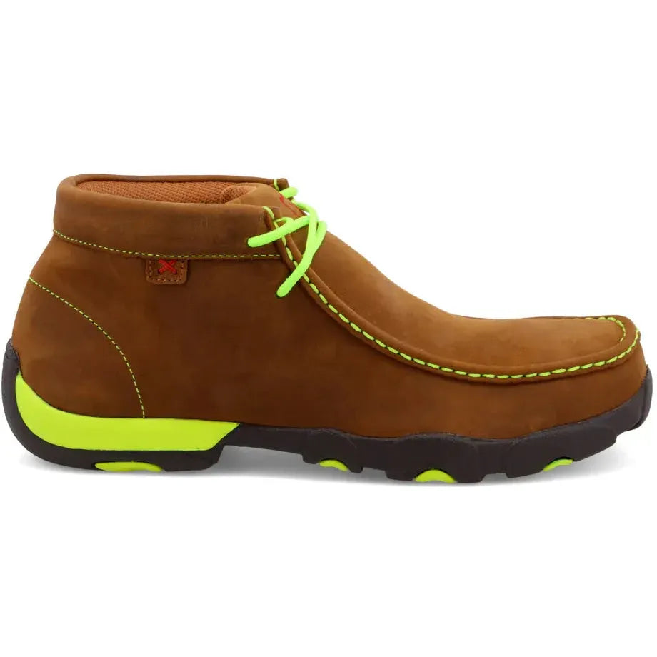 Twisted X Men's Chukka Driving Steel Toe Work Boot- Saddle- MDMST02 7 / Medium / Distressed Saddle & Yellow - Overlook Boots