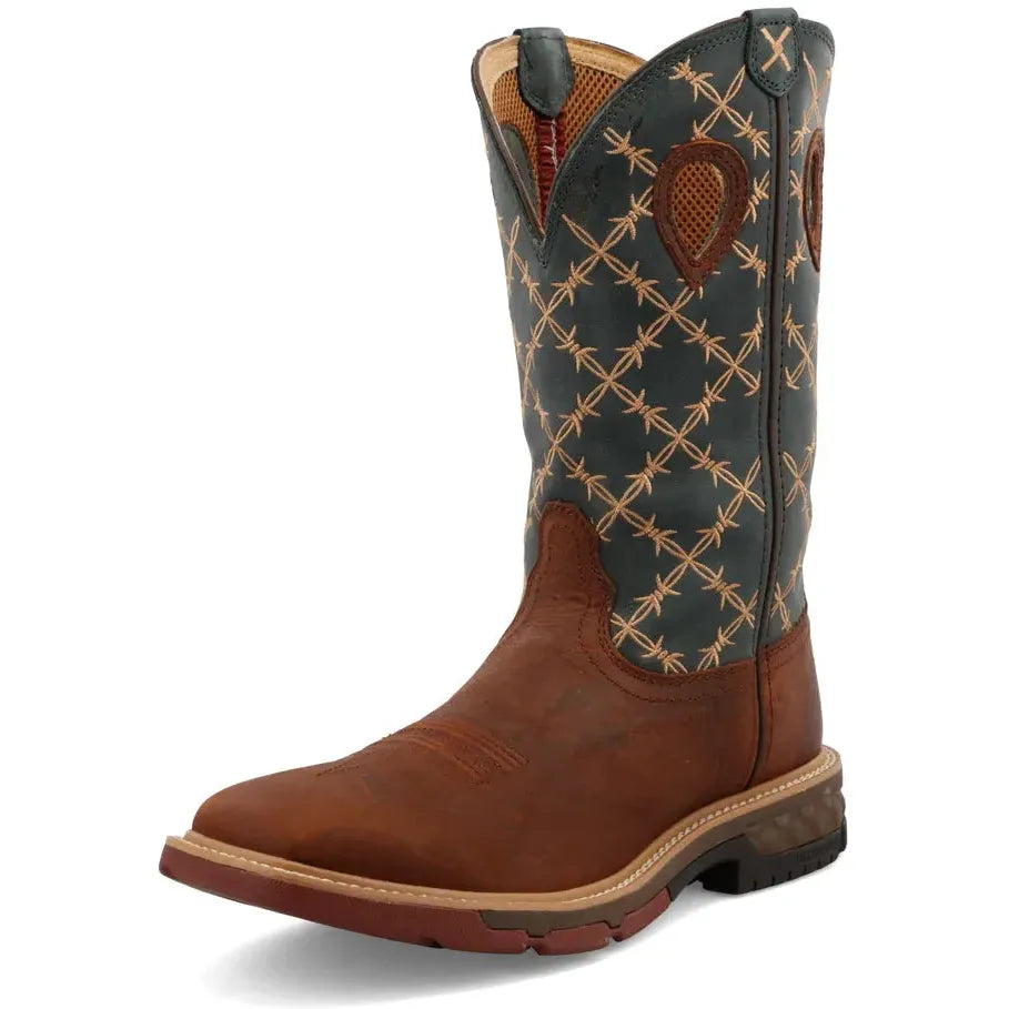 Twisted X Men's CellStretch 12" Square Toe Western Work Boot  - Mocha  - MXB0005