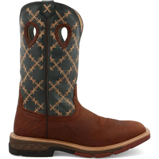 Twisted X Men's CellStretch 12" Square Toe Western Work Boot - Mocha - MXB0005 7 / Medium / Brown - Overlook Boots