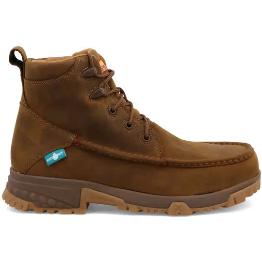Twisted X Men's CellStretch 6" Comp Toe Waterproof Laces Work Boot - Saddle - MXCNW01 7 / Medium / Brown - Overlook Boots