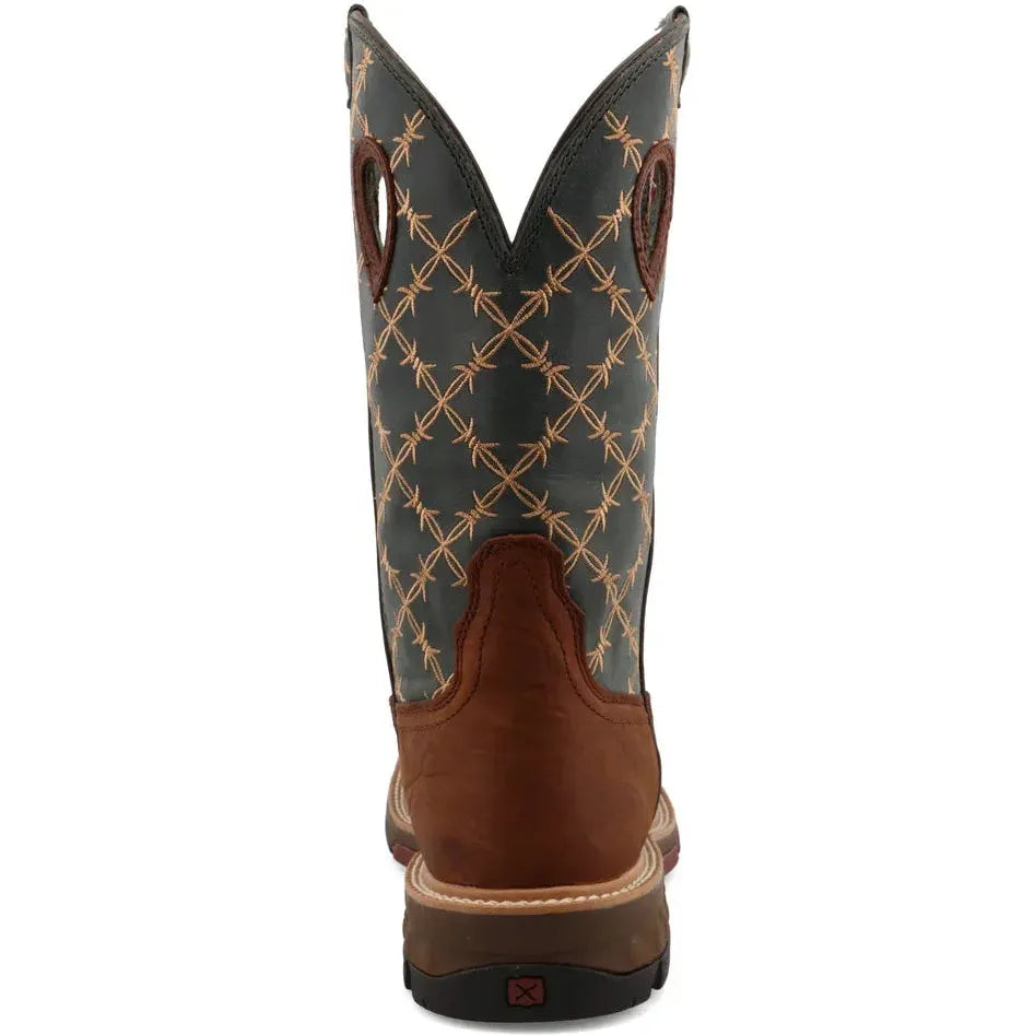 Twisted X Men's CellStretch 12" Comp Toe Pull On Western Work Boot - Mocha - MXBN002