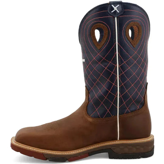 Twisted X Men's CellStretch 12" Alloy Toe Western Work Boot - Mocha - MXBAW01 - Overlook Boots