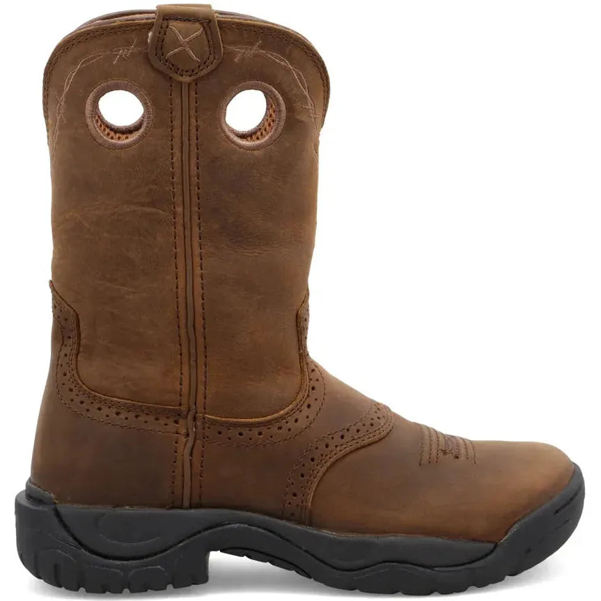Twisted X Women's All Round 9" Round Toe Pull On Work Boot - Saddle - WAB0001 5.5 / Medium / Brown - Overlook Boots