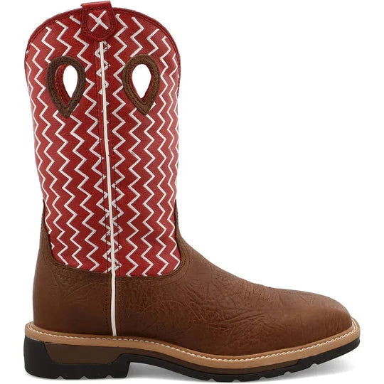 Twisted X Men's Lite 12" Steel Toe Western Work Boot - Cherry - MLCS001 7 / Medium / Brown - Overlook Boots