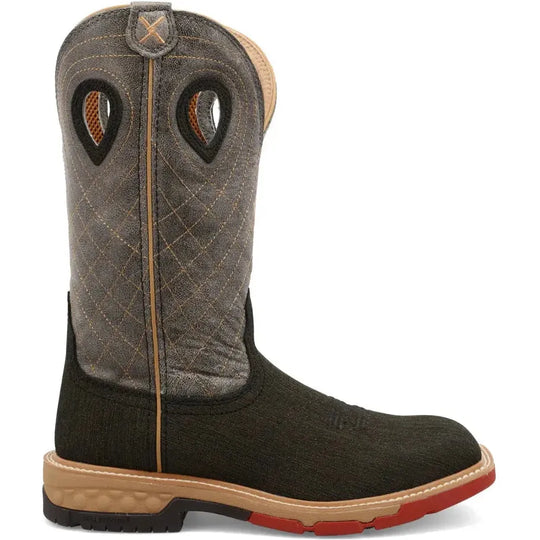 Twisted X Men's CellStretch 12" Alloy Toe Western Work Boot - Grey - MXBA002 7 / Medium / Black - Overlook Boots