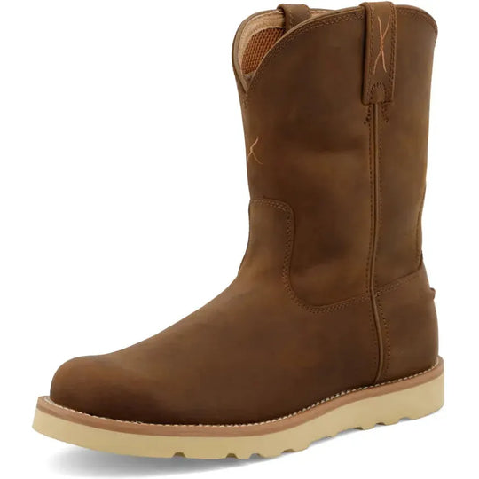 Twisted X Men's Iconic 10" Pull On Wedge Sole Wellington Work Boot - Brown - MCB0001 - Overlook Boots