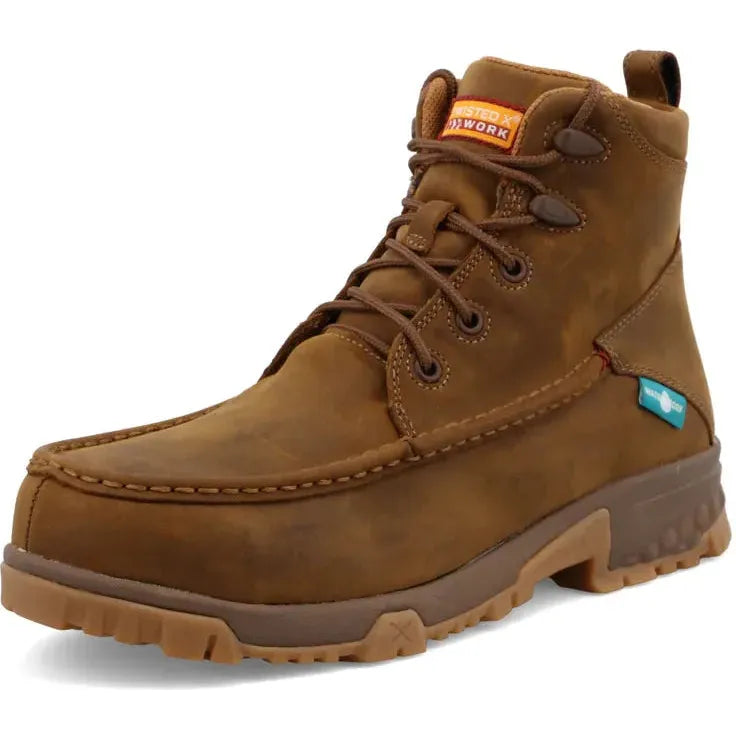Twisted X Men's CellStretch 6" Comp Toe Waterproof Laces Work Boot - Saddle - MXCNW01