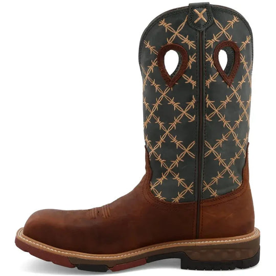 Twisted X Men's CellStretch 12" Comp Toe Pull On Western Work Boot - Mocha - MXBN002 - Overlook Boots