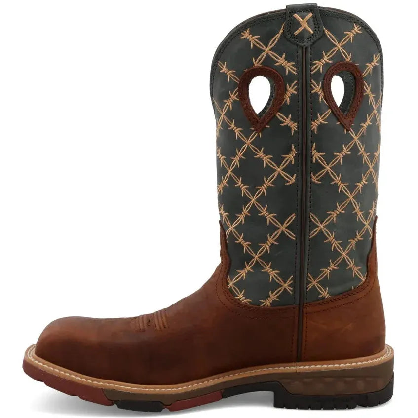 Twisted X Men's CellStretch 12" Comp Toe Pull On Western Work Boot - Mocha - MXBN002