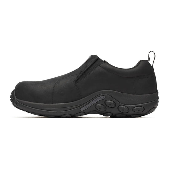 Merrell Work Men's Jungle Moc Leather Hi-Vis Carbon Fiber Toe Waterproof Static Dissipative Wide Work Shoe - Black - J008007W - Overlook Boots