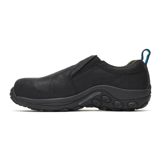 Merrell Work Men's Jungle Moc Leather Composite Toe Waterproof Slip Resistant Wide Work Shoe - Black - J099317W - Overlook Boots