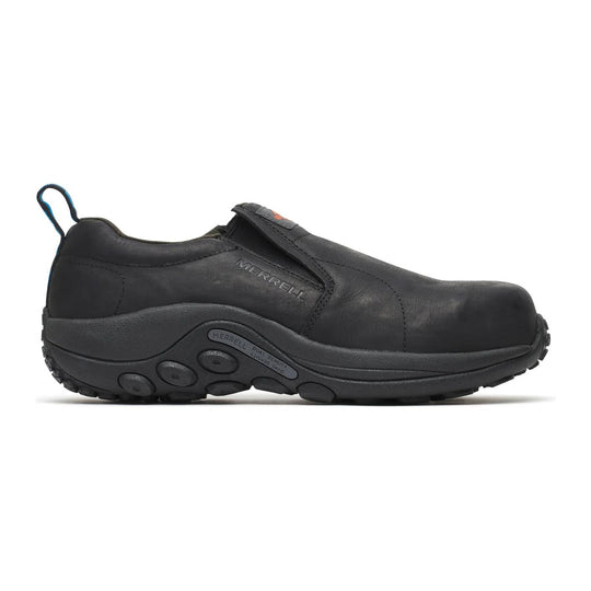Merrell Work Men's Jungle Moc Leather Composite Toe Waterproof Slip Resistant Wide Work Shoe - Black - J099317W - Overlook Boots