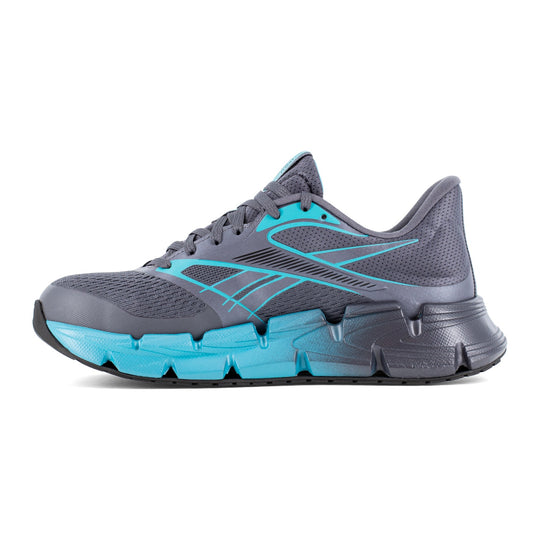 Reebok Women's FloatZig 2 Composite Toe Static Dissipative Athletic Work Shoe - Dark Gray and Blue - RB133 - Inside Profile - Overlook Boots