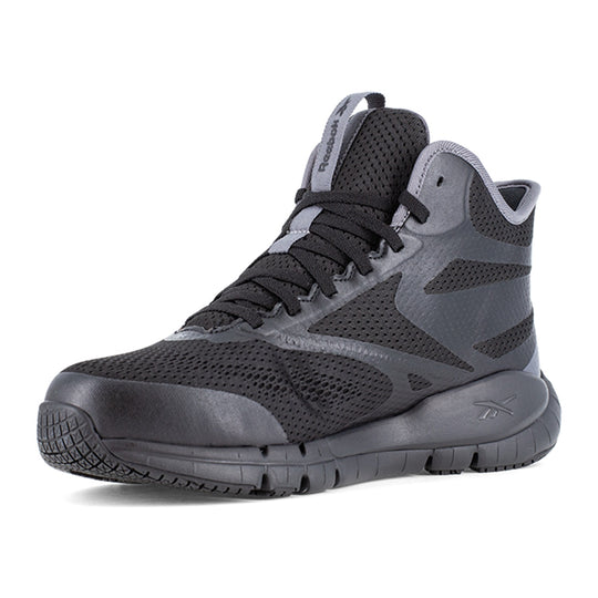 Reebok Men's Flex Trainer Composite Toe Mid Cut Athletic Work Shoe - Black and Gray - RB5125 - Inside Angle - Overlook Boots