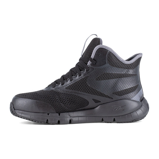 Reebok Men's Flex Trainer Composite Toe Mid Cut Athletic Work Shoe - Black and Gray - RB5125 - Inside Profile - Overlook Boots