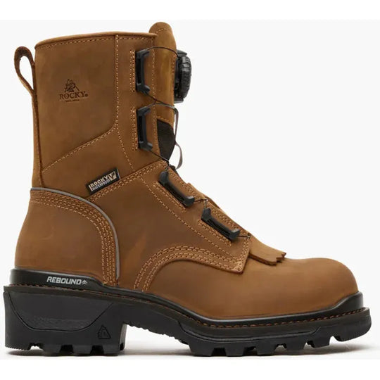 Rocky Men's Rams Horn 9" Comp Toe Waterproof BOA Logger Work Boot - Brown - RKK0509 - Overlook Boots