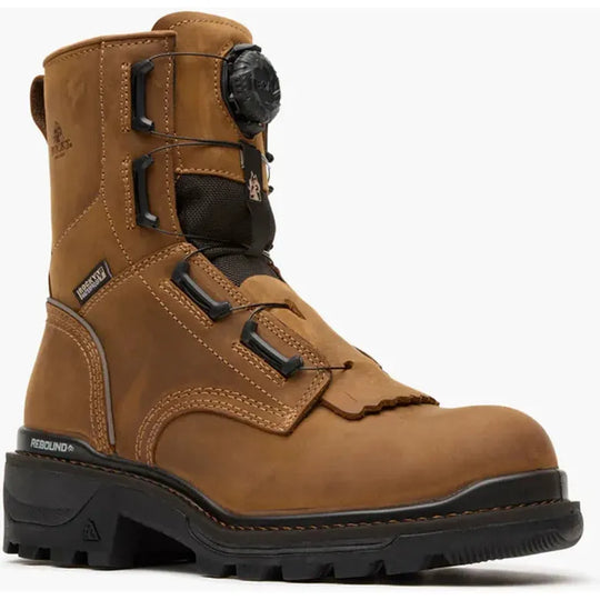 Rocky Men's Rams Horn 9" Comp Toe Waterproof BOA Logger Work Boot - Brown - RKK0509 8 / Medium / Brown - Overlook Boots