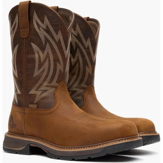 Rocky Men's Ride Lte 11" Carbon Toe Waterproof Western Work Boot- Brown- RKW0474 - Overlook Boots