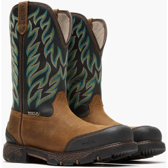 Rocky Men's Ironhawk 12" Comp Toe Waterproof Western Work Boot - Brown - RKW0466 - Overlook Boots