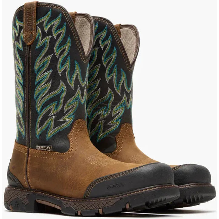 Rocky Men's Ironhawk 12" Comp Toe Waterproof Western Work Boot - Brown - RKW0466 - Overlook Boots