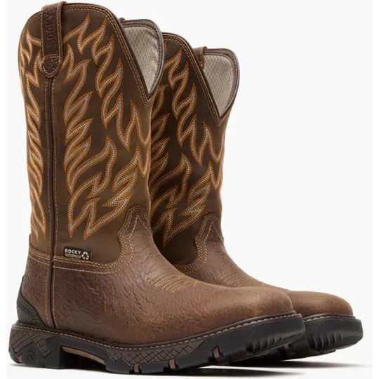 Rocky Men's Ironhawk 12" Square Toe Waterproof Western Work Boot - Brown - RKW0467 - Overlook Boots
