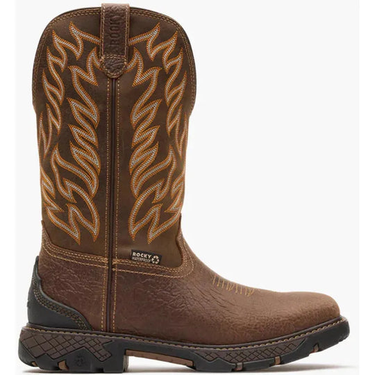 Rocky Men's Ironhawk 12" Square Toe Waterproof Western Work Boot - Brown - RKW0467 - Overlook Boots
