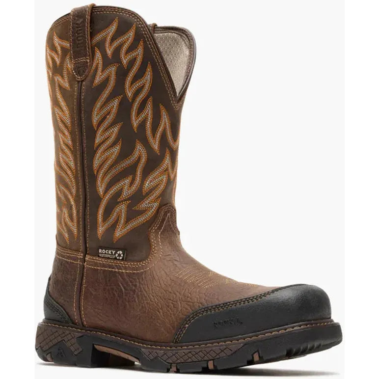 Rocky Men's Ironhawk 12" Comp Toe WP Western Boot- Brown- RKW0468 7 / Medium / Brown - Overlook Boots
