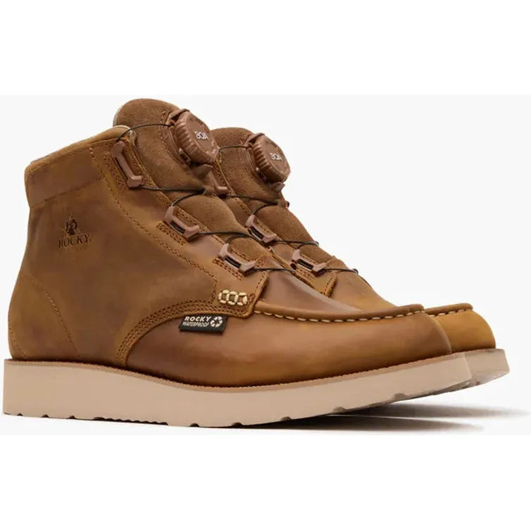 Rocky Men's MonoCrepe 6" WP BOA Wedge Work Boot- Brown- RKK0512 - Overlook Boots