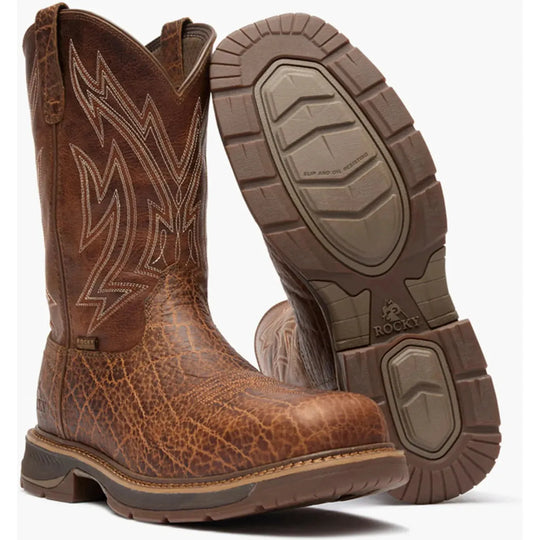 Rocky Men's Ride Lte 11" Carbon Toe Waterproof Western Work Boot- Brown- RKW0475 - Overlook Boots