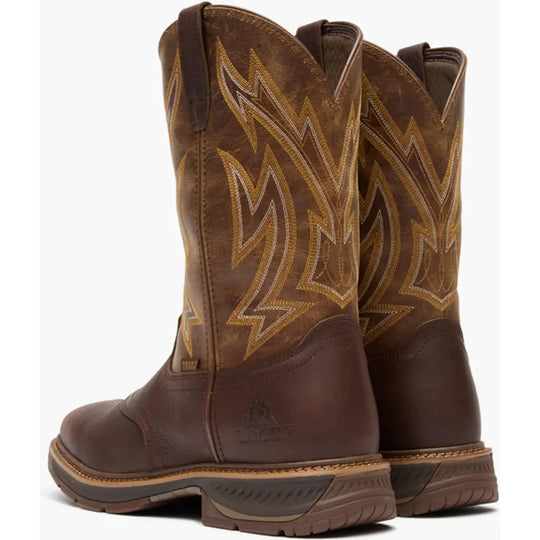 Rocky Men's Ride Lte 11" Waterproof Slip Resist Western Work Boot- Brown- RKW0476 - Overlook Boots