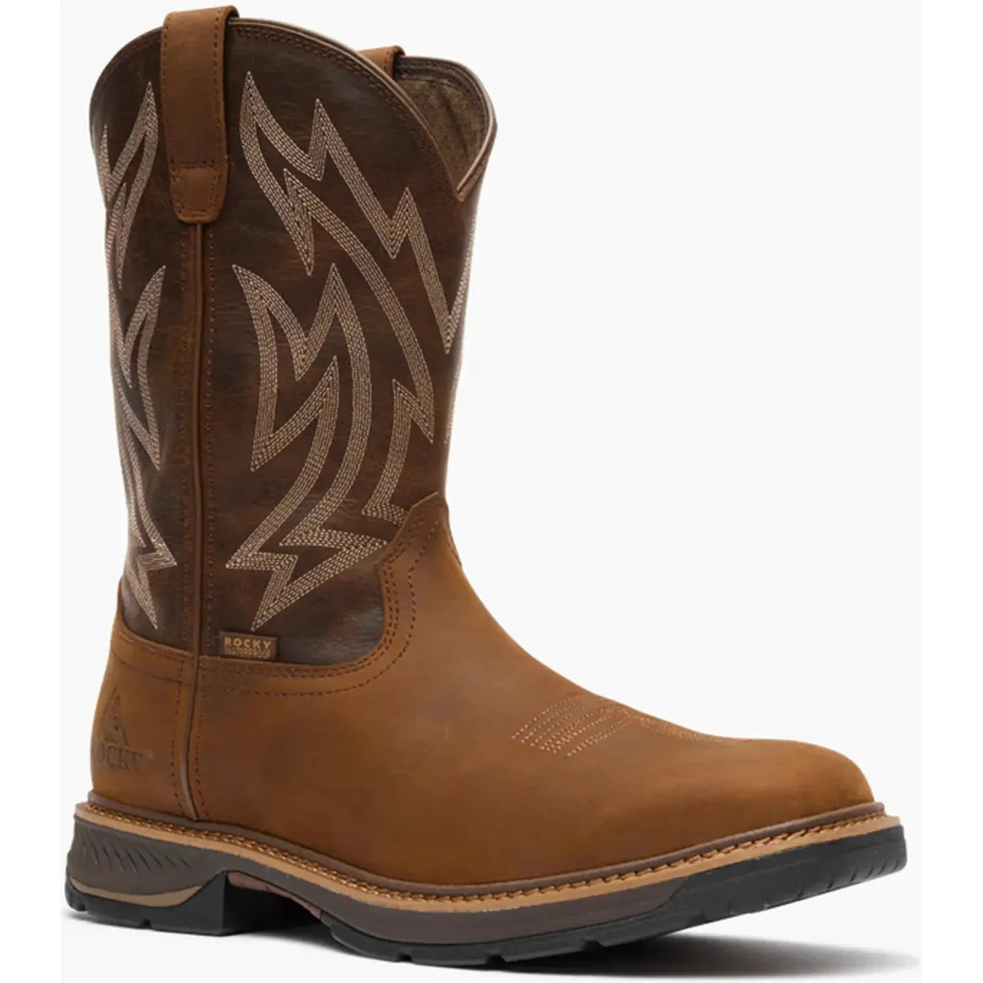 Rocky Men's Ride Lte 11" Waterproof Slip Resist Western Work Boot- Brown- RKW0473 7.0 / Medium / Brown - Overlook Boots